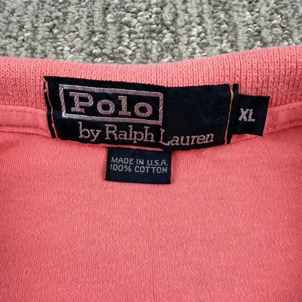 Polo Ralph Lauren Polo Shirt Men XL Pink Vintage Made in USA Cotton Pony Logo